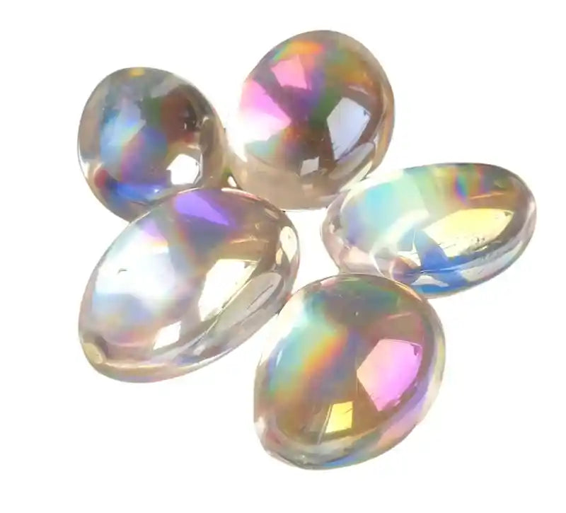 Angel aura quartz tumble stone with rainbow iridescent crystal for angelic connection and purification from The Witches Hollow UK