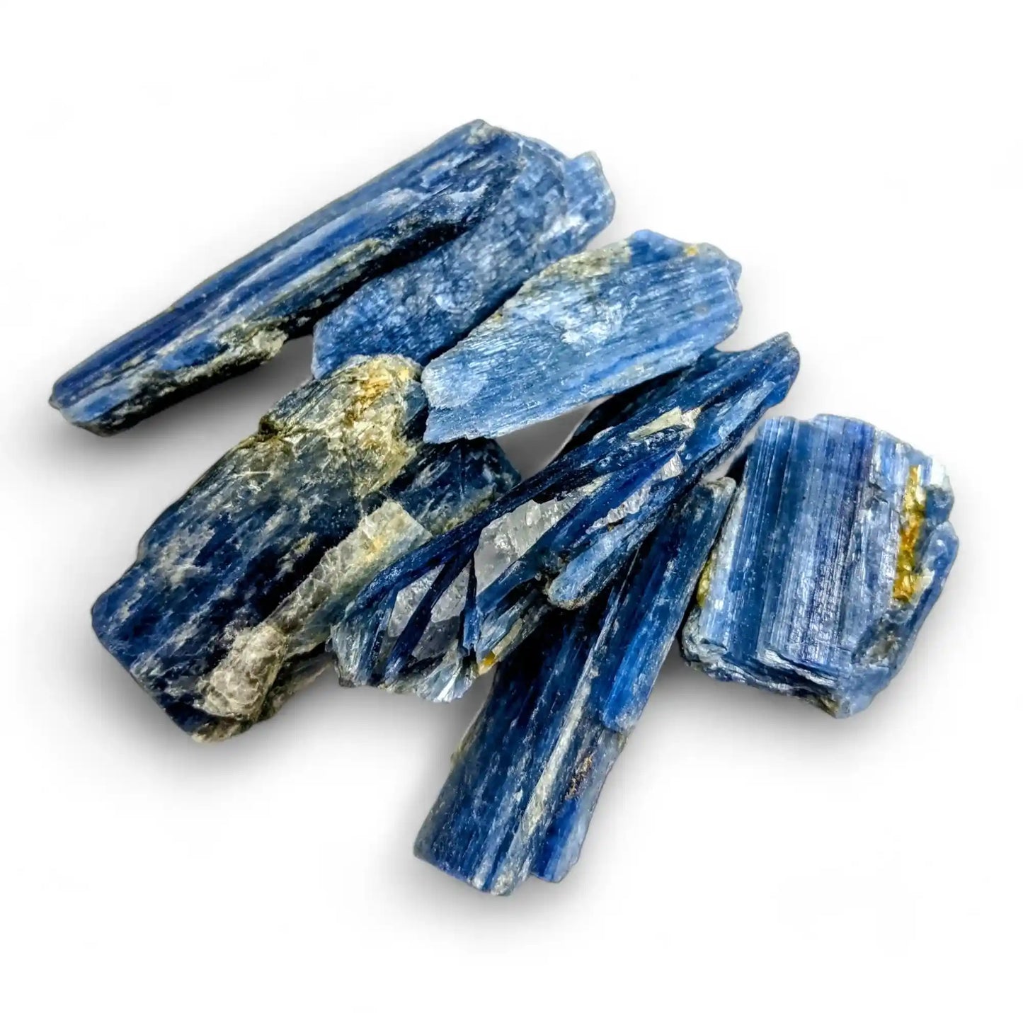 Blue kyanite crystal with blue blade crystal for communication and throat chakra alignment from The Witches Hollow UK