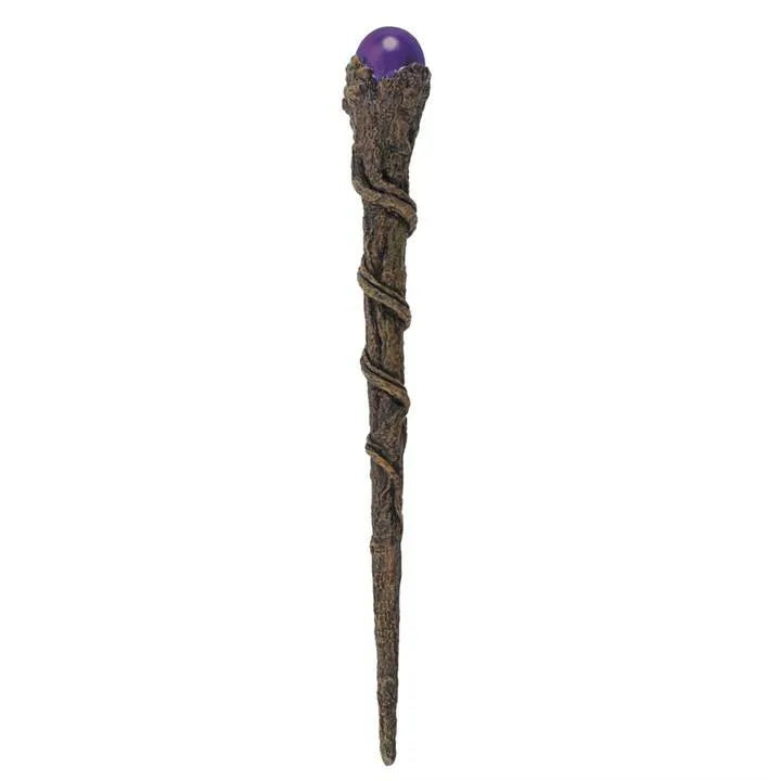 Branch purple sphere wand with wooden handle and purple crystal for earth magic from The Witches Hollow UK