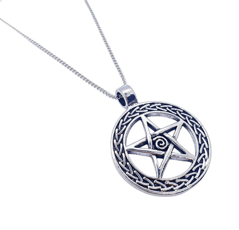 Celtic star pentacle necklace with intricate pentagram design for Celtic magic and spiritual protection from The Witches Hollow UK