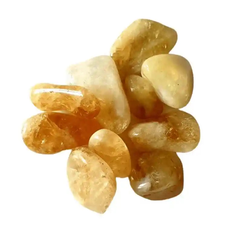 Citrine tumble stone with yellow crystal for abundance and solar plexus chakra from The Witches Hollow UK