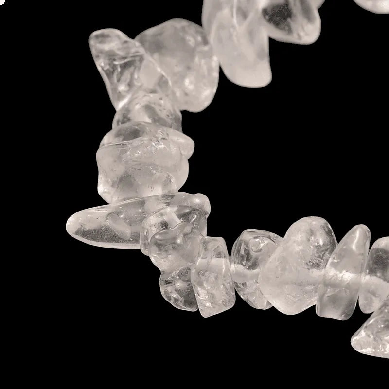 Clear quartz crystal bracelet detail with clear healing stones for spiritual growth and purification from The Witches Hollow UK