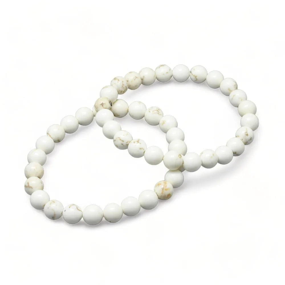 Magnesite crystal bracelet with white healing stones for relaxation and stress relief from The Witches Hollow UK