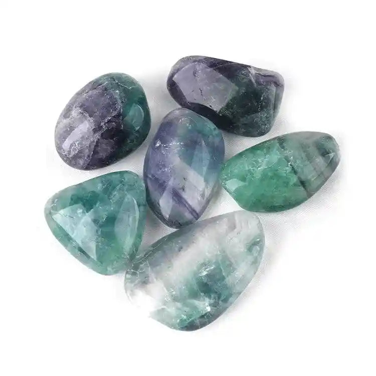 Rainbow fluorite tumble stone with multicolored crystal for mental clarity and focus from The Witches Hollow UK