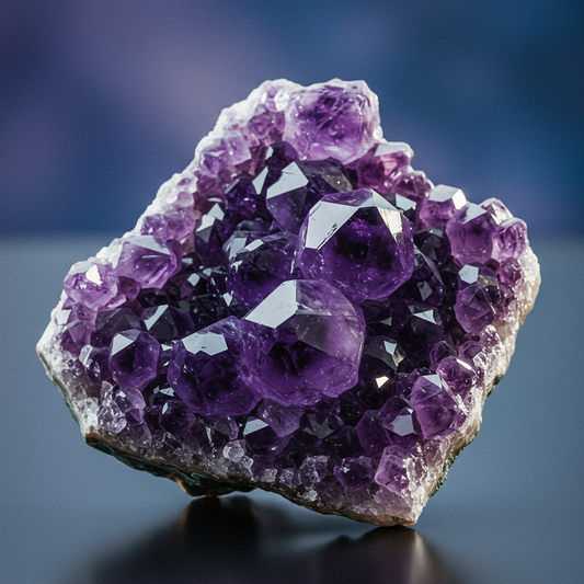 Beautiful amethyst crystal cluster showing deep purple terminated points and natural formations - perfect example of authentic amethyst crystals for spiritual healing and third eye chakra activation