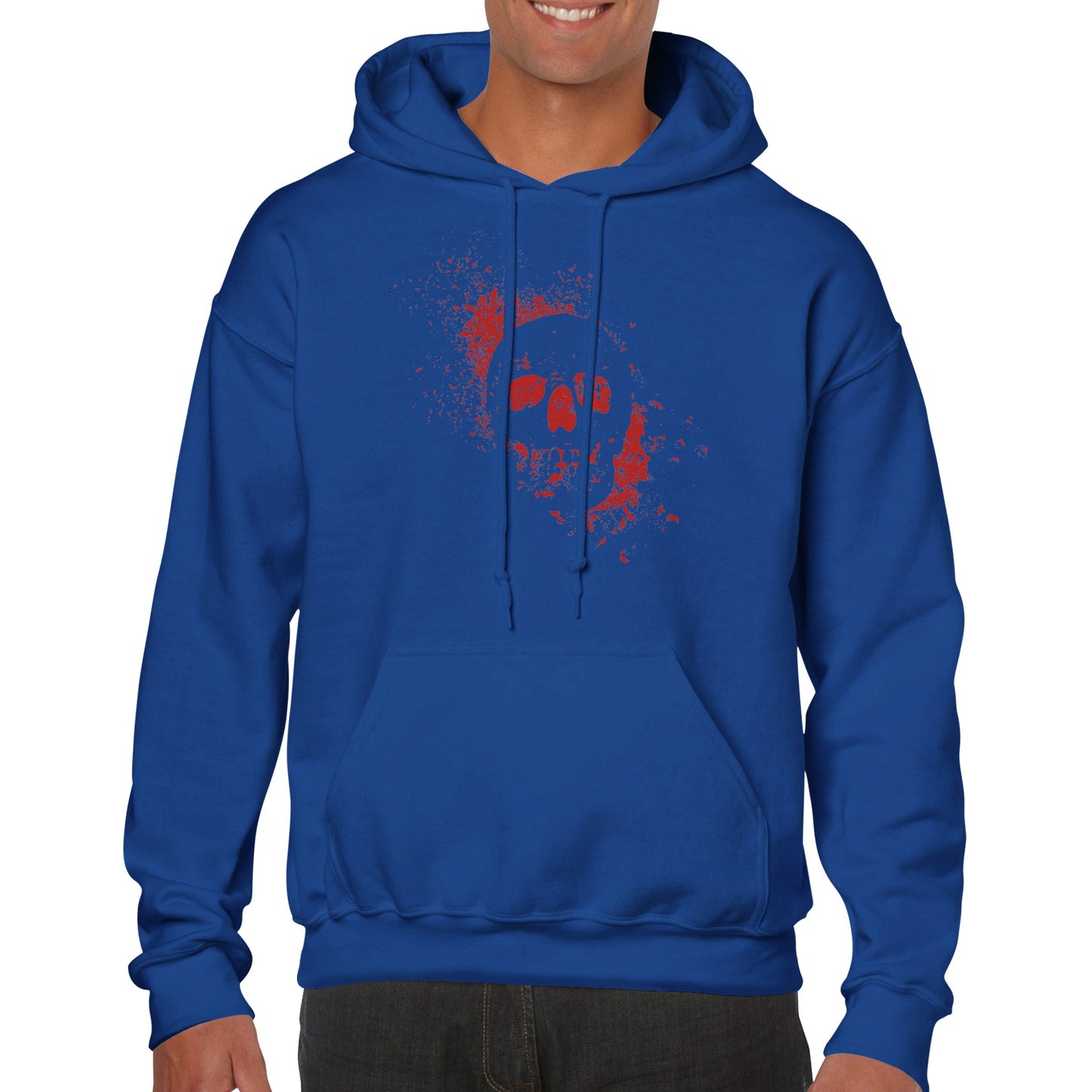 Spray Painted Skull Hoodie - Blood Red - The Witches Hollow