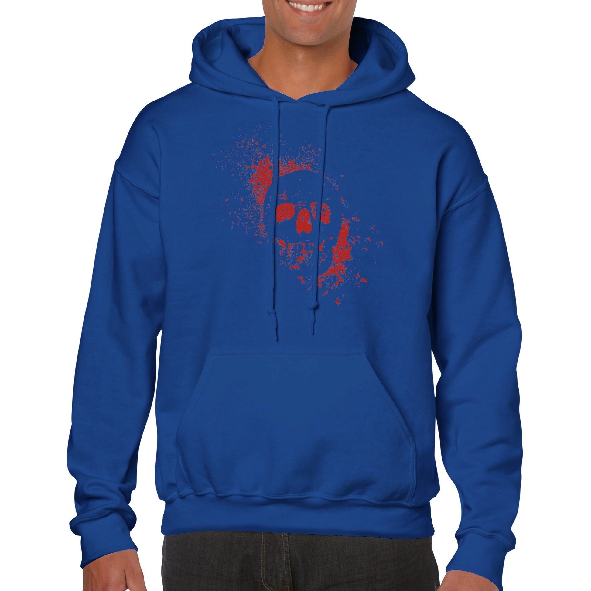 Spray Painted Skull Hoodie - Blood Red - The Witches Hollow