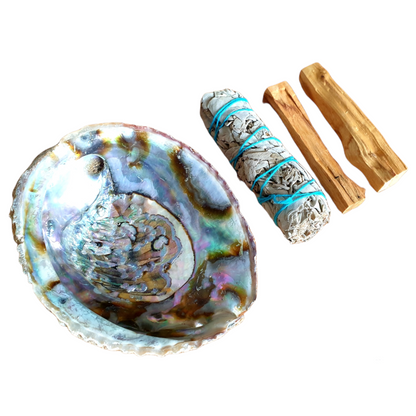 Large Abalone Shell, White Sage & Palo Santo Smudging Kit (Save 10%) - The Witches Hollow