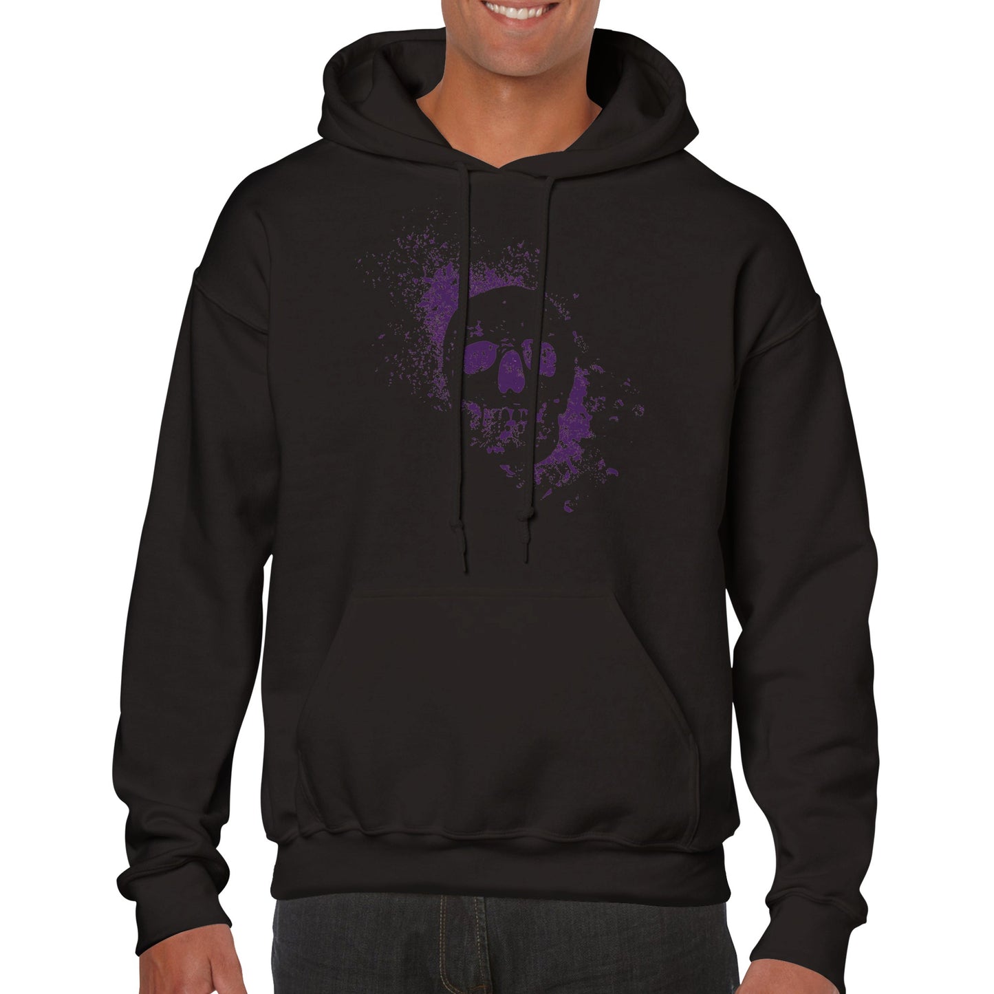 Spray Painted Skull Hoodie - Purple - The Witches Hollow