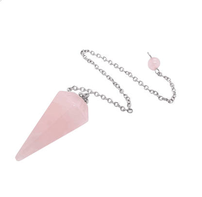 Dowsing Pendulum ~ Rose Quartz Faceted Cone - The Witches Hollow