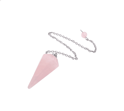 Dowsing Pendulum ~ Rose Quartz Faceted Cone - The Witches Hollow