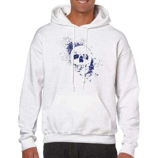 Spray Painted Skull Hoodie - Blue - The Witches Hollow