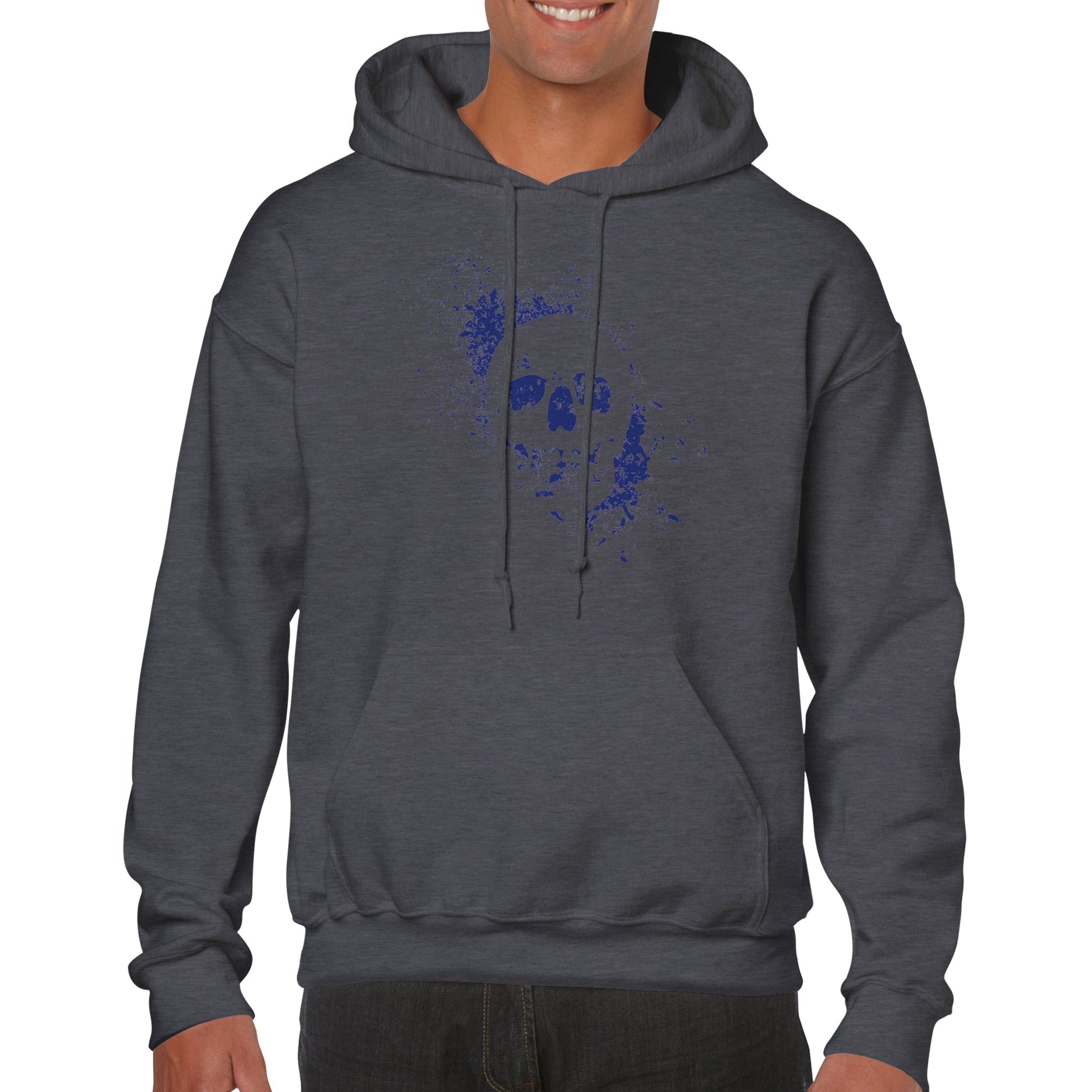 Spray Painted Skull Hoodie - Blue - The Witches Hollow