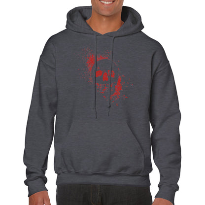 Spray Painted Skull Hoodie - Blood Red - The Witches Hollow