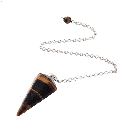 Dowsing Pendulum ~ Tigers Eye Faceted Cone - The Witches Hollow