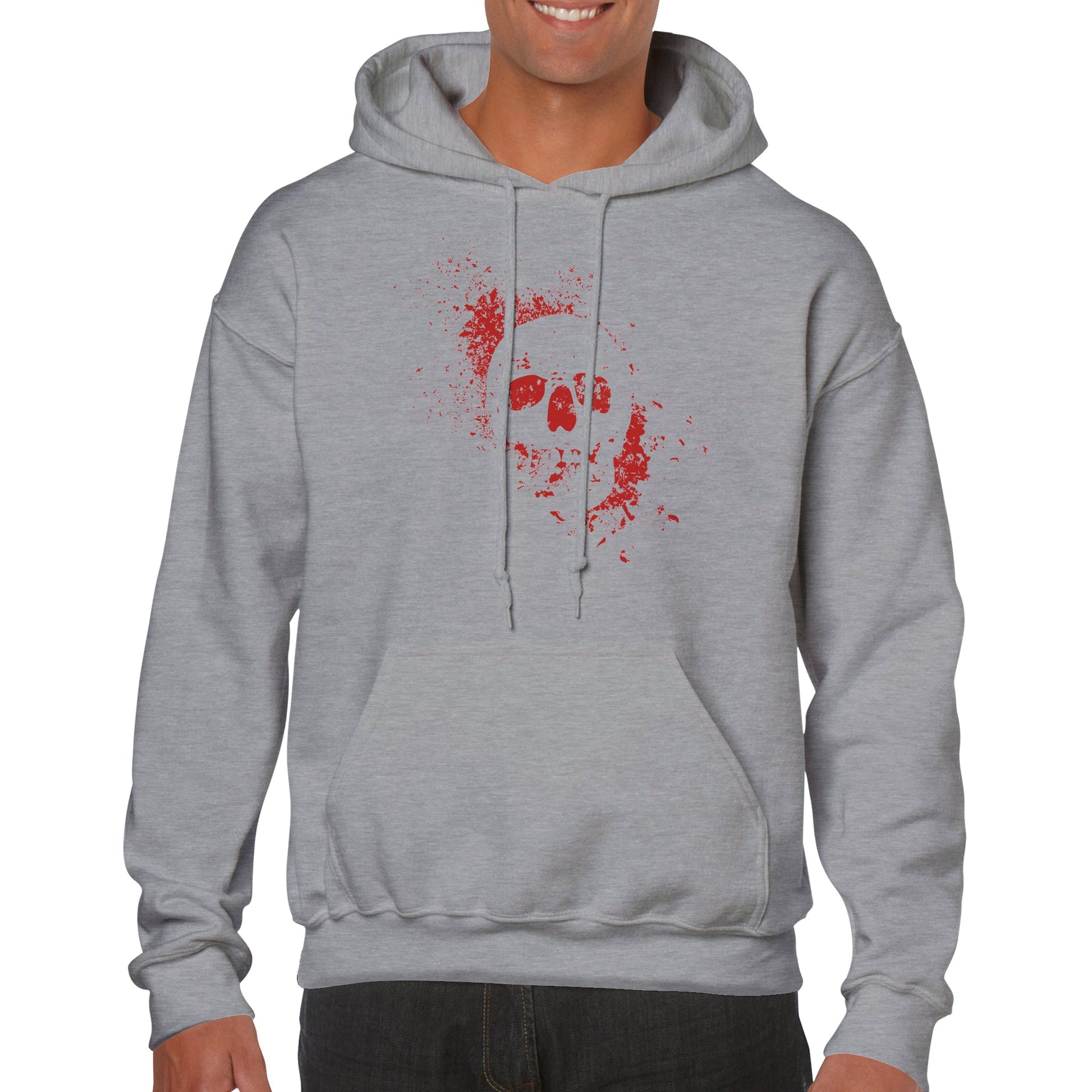 Spray Painted Skull Hoodie - Blood Red - The Witches Hollow