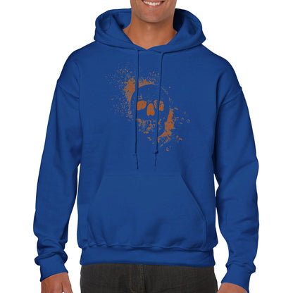 Spray Painted Skull Hoodie - Orange - The Witches Hollow