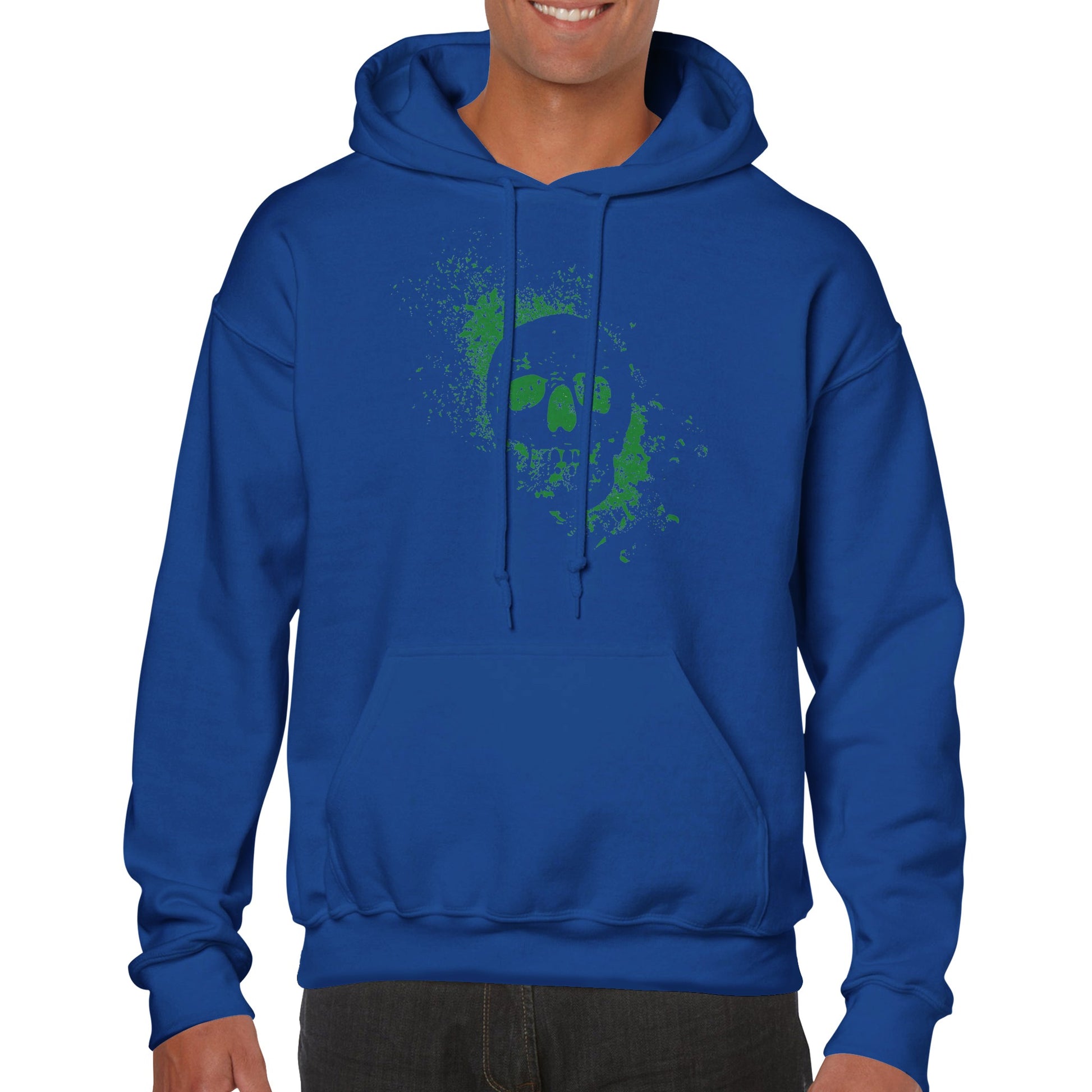 Spray Painted Skull Hoodie - Toxic Green - The Witches Hollow