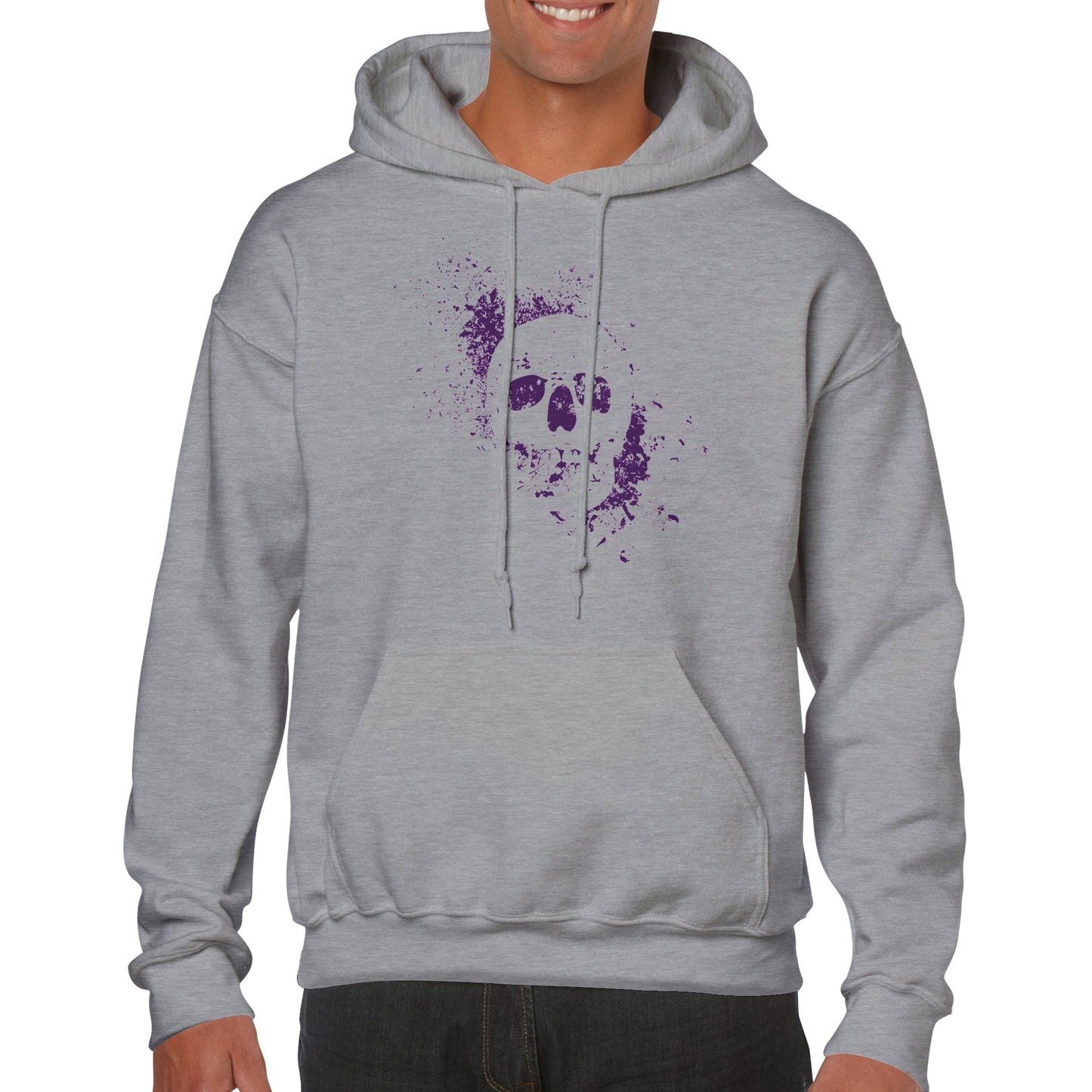 Spray Painted Skull Hoodie - Purple - The Witches Hollow