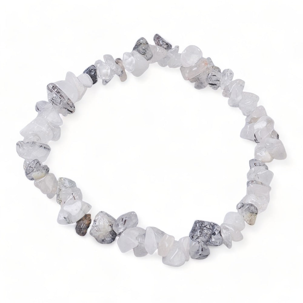 Tourmalinated Quartz ~ Crystal Chip Healing Bracelet - The Witches Hollow