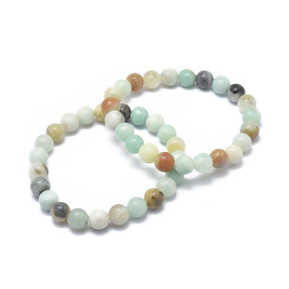 Flower Amazonite ~ Crystal Round Beaded Healing Bracelet - The Witches Hollow