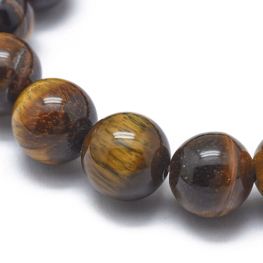 Tigers Eye ~ Crystal Round Beaded Healing Bracelet - The Witches Hollow