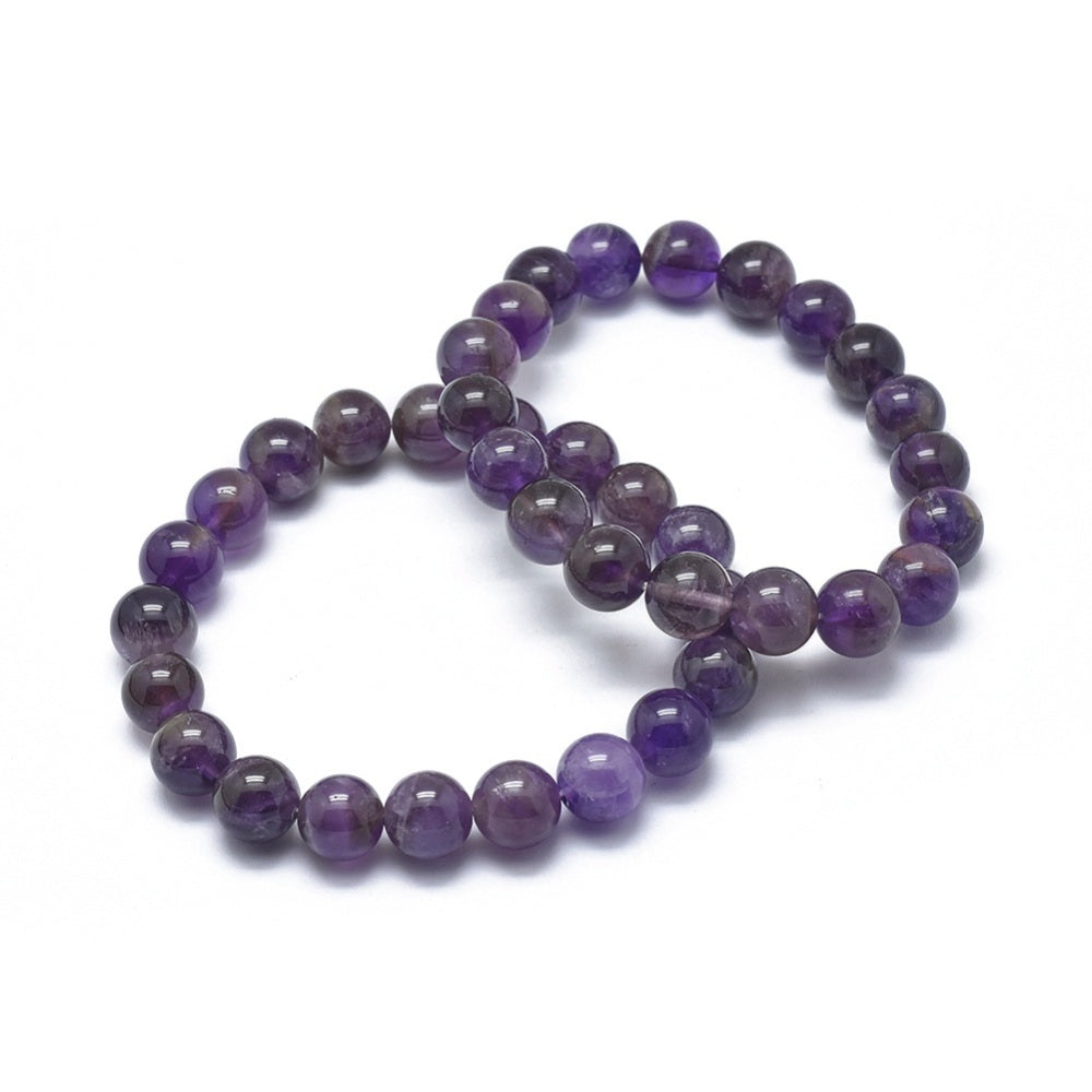 Amethyst  ~ Crystal Round Beaded Healing Bracelet - The Witches Hollow