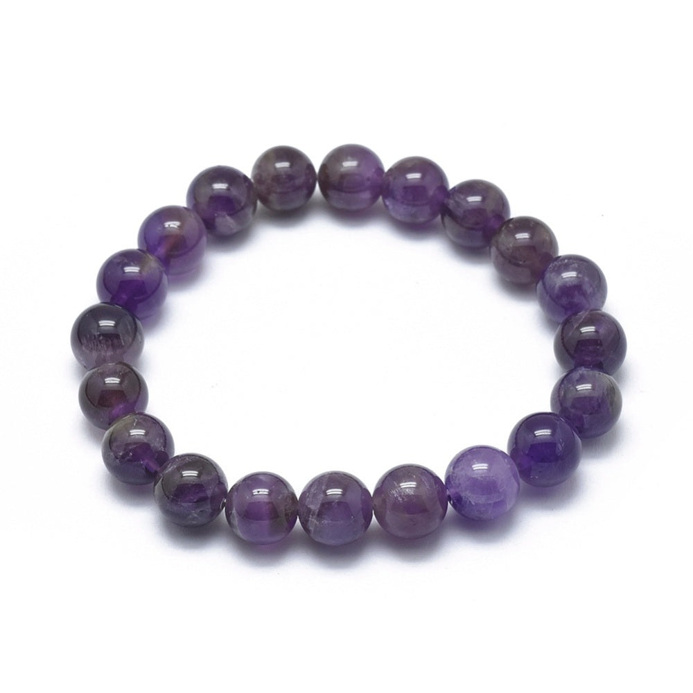 Amethyst  ~ Crystal Round Beaded Healing Bracelet - The Witches Hollow