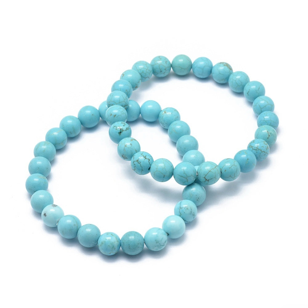 Blue Howlite ~ Crystal Round Beaded Healing Bracelet - The Witches Hollow