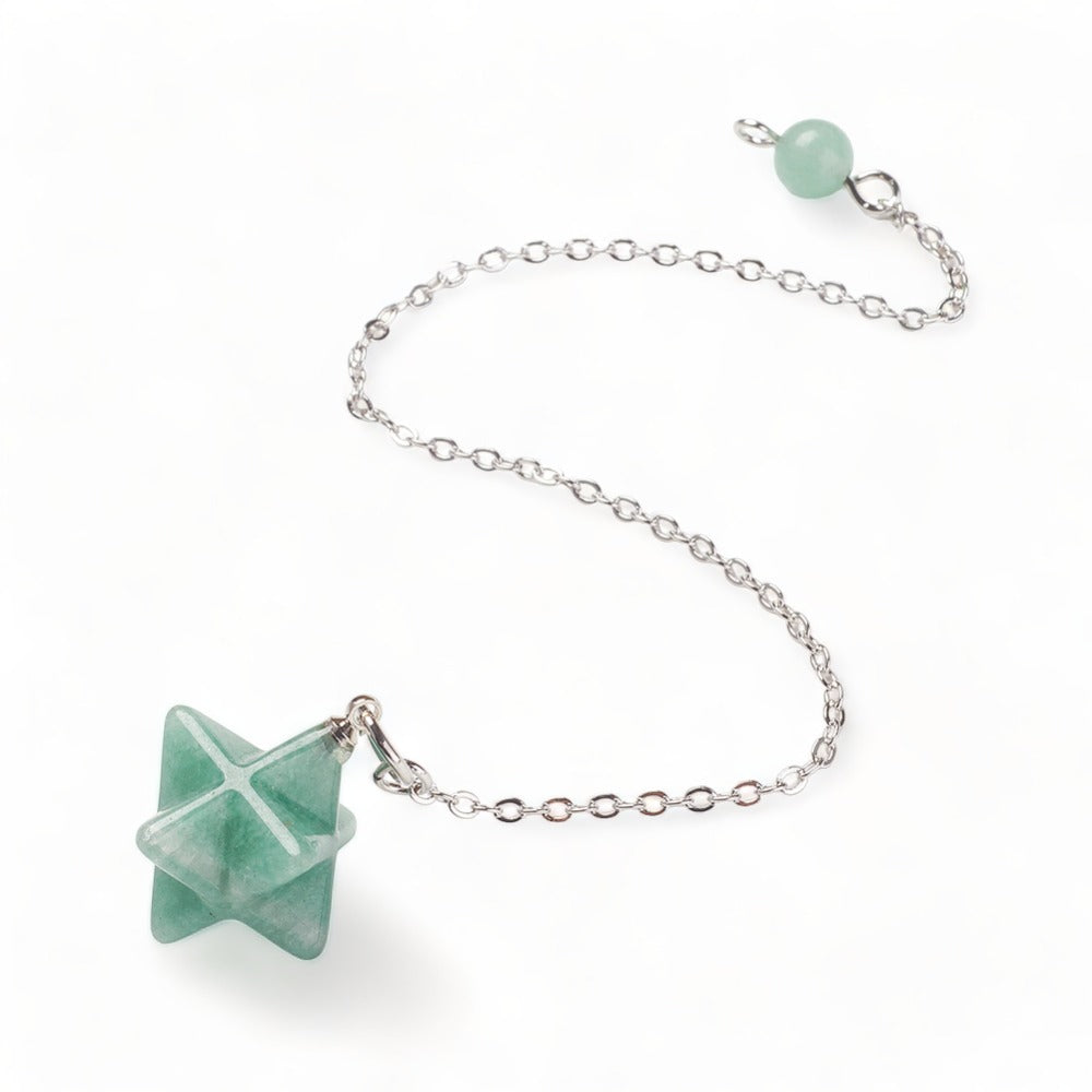 Dowsing Pendulum ~ Green Aventurine Merkaba Star - The Witches Hollow