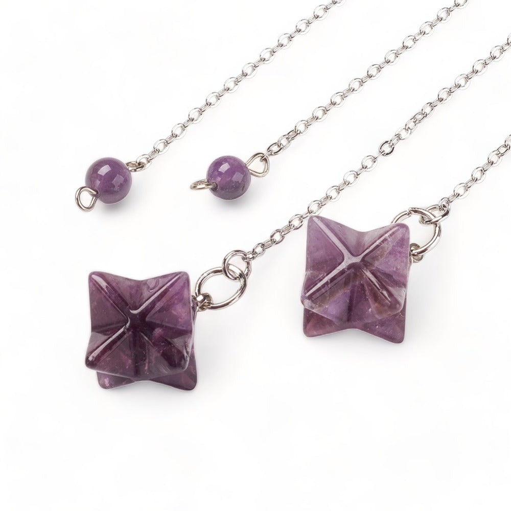 Dowsing Pendulum ~ Amethyst Merkaba Star - The Witches Hollow