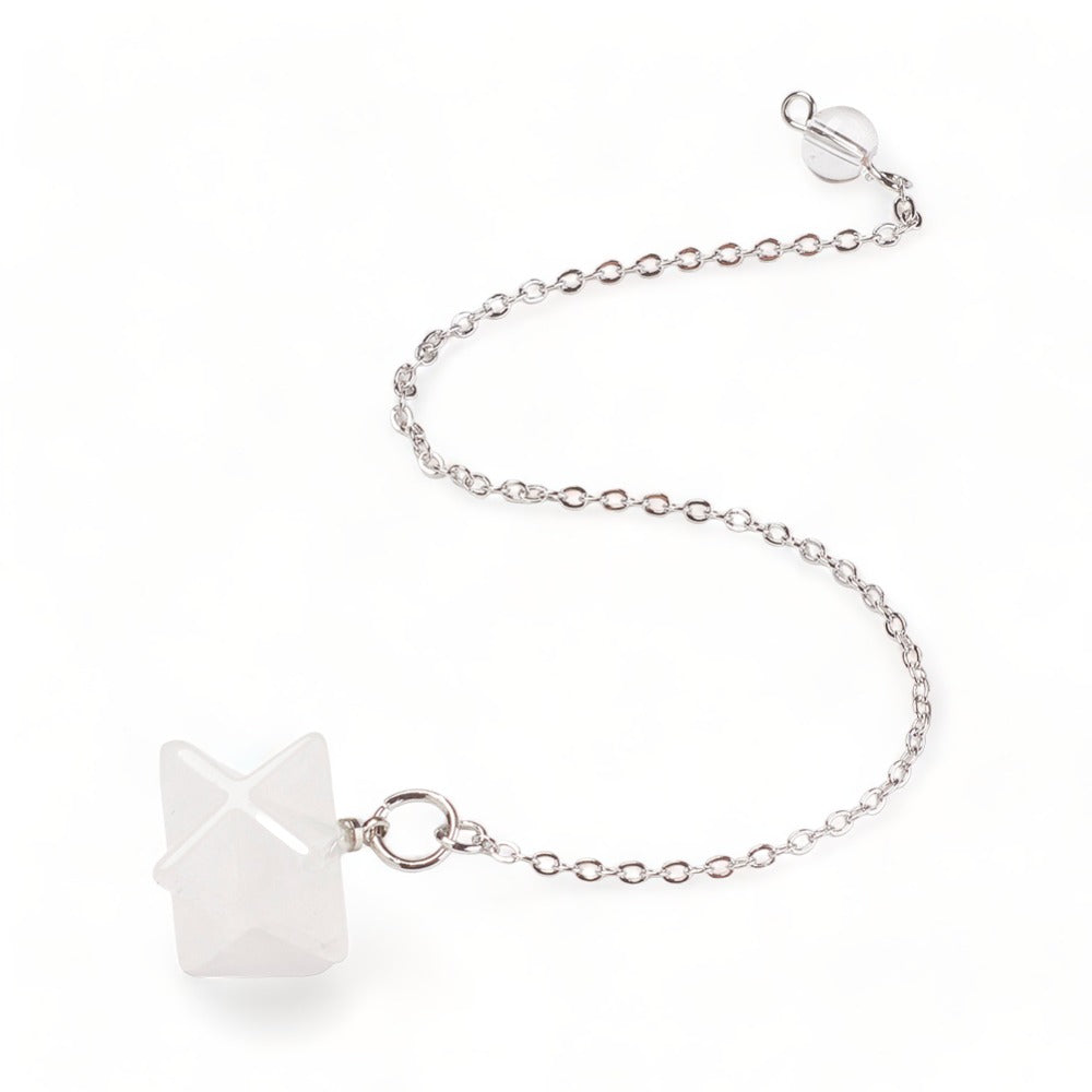 Dowsing Pendulum ~ Clear Quartz Merkaba Star - The Witches Hollow