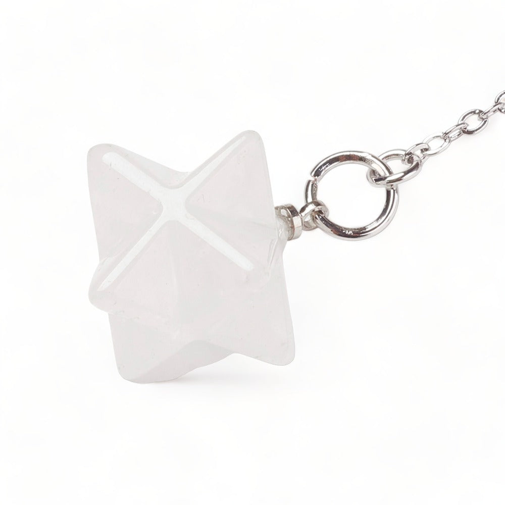 Dowsing Pendulum ~ Clear Quartz Merkaba Star - The Witches Hollow