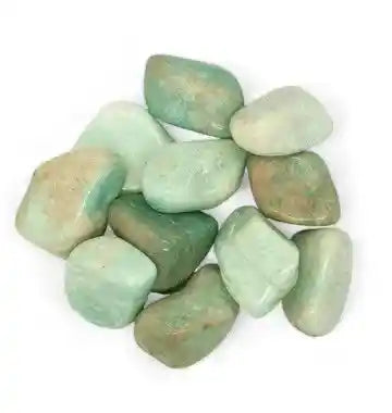Amazonite tumble stone with blue green crystal for truth and communication from The Witches Hollow UK