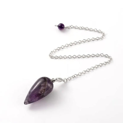 Amethyst teardrop pendulum with scrying board for crown chakra divination and spiritual wisdom from The Witches Hollow UK