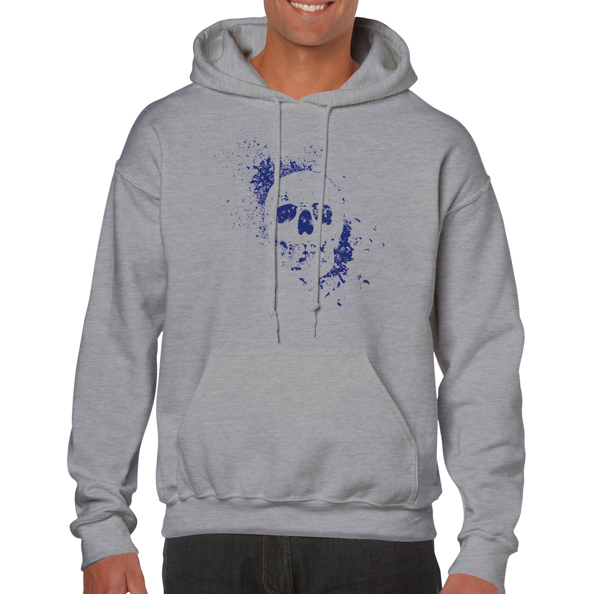 Spray Painted Skull Hoodie - Blue - The Witches Hollow