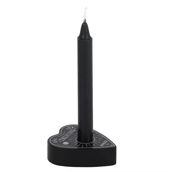 Black heart ouija candle holder with gothic heart design for love divination and spirit work from The Witches Hollow UK