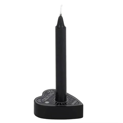 Black heart ouija candle holder with gothic heart design for love divination and spirit work from The Witches Hollow UK