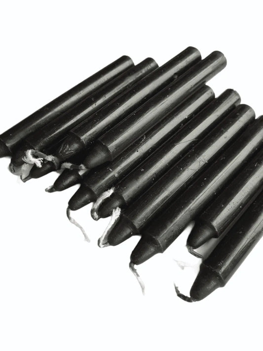 Black spell candle with black wax for banishing and protection magic from The Witches Hollow UK