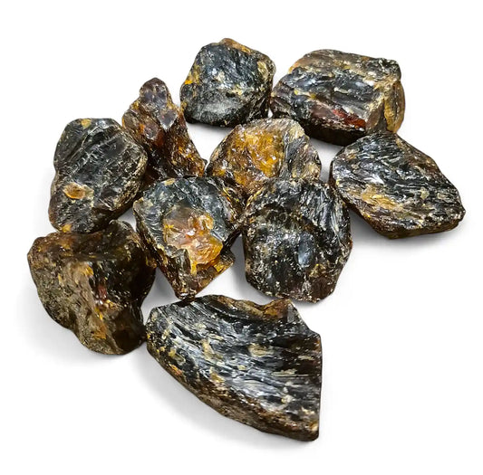 Black Sumatran amber stone with fossilized resin for grounding and ancient wisdom from The Witches Hollow UK