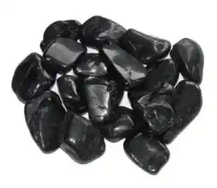 Black tourmaline tumble stone with black crystal for powerful protection and negative energy clearing from The Witches Hollow UK