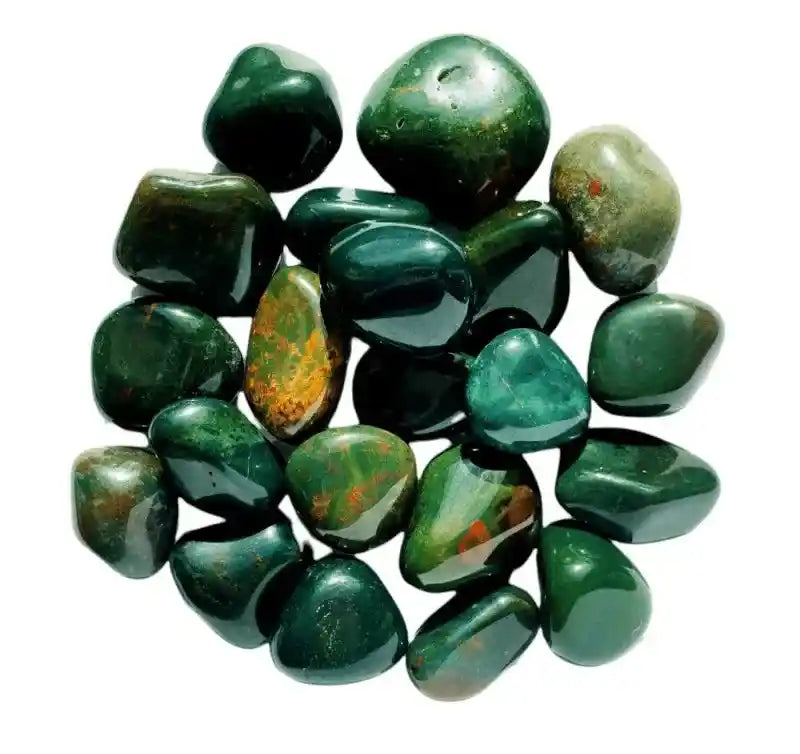 Blood stone tumble with green red crystal for courage and vitality from The Witches Hollow UK