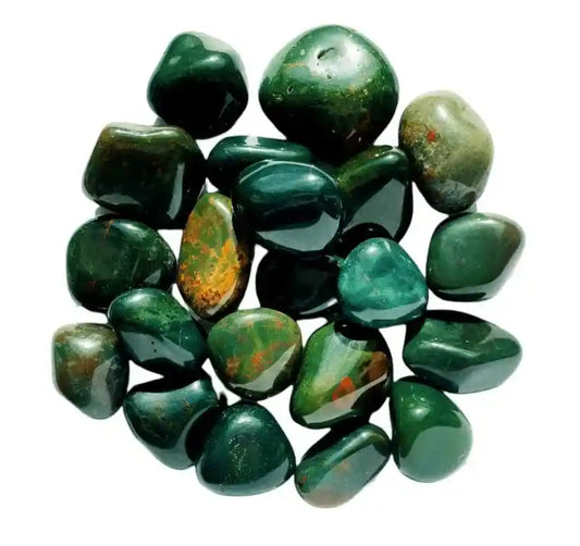 Blood stone tumble with green red crystal for courage and vitality from The Witches Hollow UK