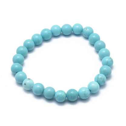 Blue howlite crystal bracelet detail with blue-white stones for calming energy and peace from The Witches Hollow UK