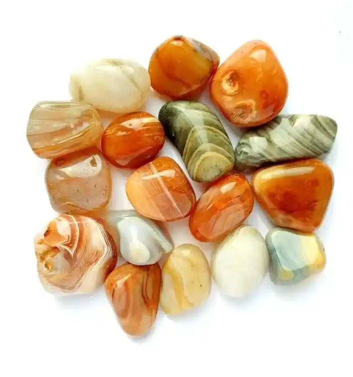 Botswana agate tumble stone with banded crystal for emotional healing and stability from The Witches Hollow UK