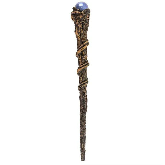 Branch purple sphere wand resin with natural wood and purple crystal for nature magic from The Witches Hollow UK