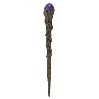 Branch purple sphere wand with wooden handle and purple crystal for earth magic from The Witches Hollow UK