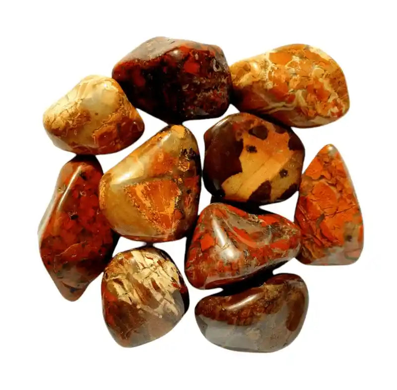 Brecciated jasper tumble stone with red brown crystal for strength and vitality from The Witches Hollow UK