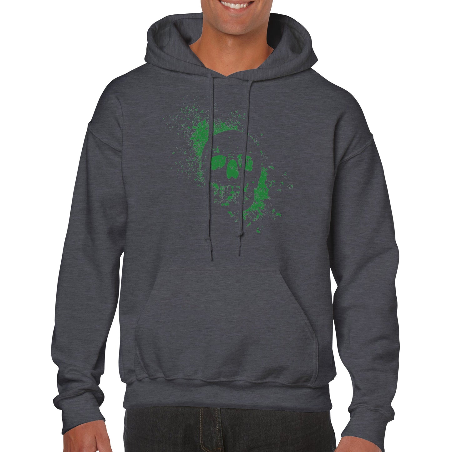 Spray Painted Skull Hoodie - Toxic Green