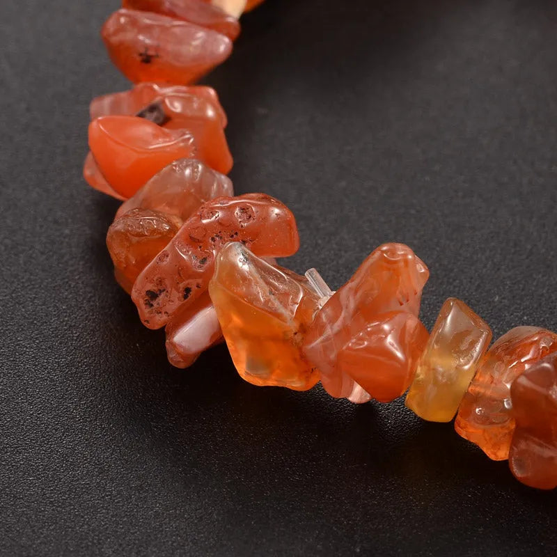 Carnelian chip bracelet with orange crystal chips for motivation and creative energy from The Witches Hollow UK